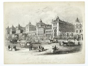 Új St. Thomass Kórház, amelyet Őfelsége, a Királynő nyitott meg 1871-ben, pub. J.T. Faipari alkotó: English School