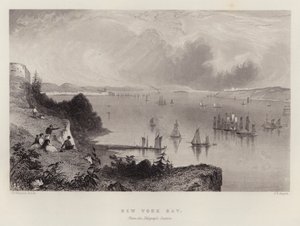 New York-öböl, a távíró állomásról (színes litó) alkotó: English School
