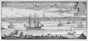 New York 1732-ben, illusztráció az „Amerika narratív és kritikai története” V. kötetéből, 1887 (metszet) alkotó: English School