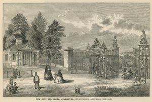 Új kapu és szállás, Kensington, szemben a Prince Albert Road-tal, a Hyde Parkban alkotó: English School
