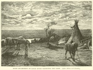 Éjszakai táborozás az Eagle River-en, a Crees-re várva alkotó: English School