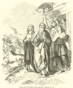 Noé és családja elhagyja a bárkát, Genezis, viii, 16 alkotó: English School