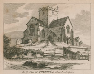 Északnyugati kilátás a Poynings-templomra Poyningsben alkotó: English School