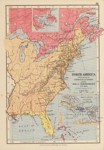 Észak-Amerika, Kanada meghódítását és a függetlenségi háborút illusztrálva alkotó: English School