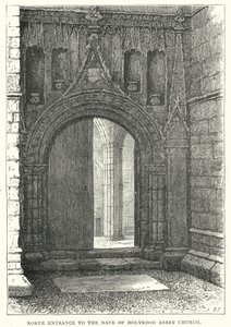A Holyrood Abbey templom hajójának északi bejárata (metszet) alkotó: English School