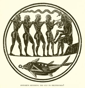 Odüsszeusz felajánlja a poharat Polyphemosnak alkotó: English School