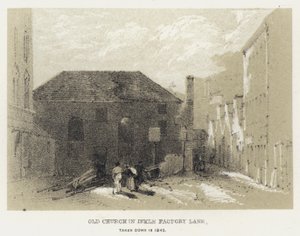 Régi templom az Inkle Factory Lane-ben, 1845-ben lebontották (metszet) alkotó: English School