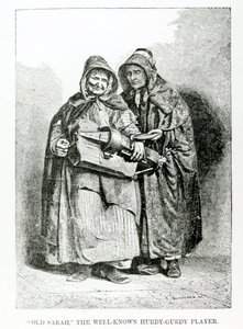Öreg Sarah, a jól ismert Hurdy-Gurdy játékos, 1840 körül alkotó: English School