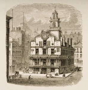 Old State House, Boston, 1870 körül, a Religious Tract Society által kiadott „American Pictures”-ből, 1876 alkotó: English School