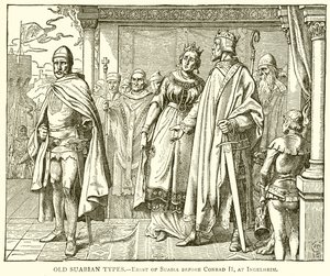 Régi suabian típusok. – Ernst of Suabia II. Conrad előtt, Ingelheimben alkotó: English School