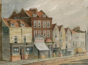 Régi házak Upper Street-en, Islingtonban, a templommal szemben (wc papíron) alkotó: English School