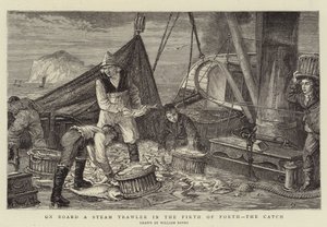Egy gőzvonóhálós hajó fedélzetén a Firth of Forthban, a Catch alkotó: English School