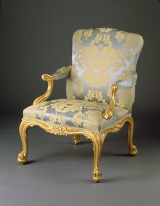 Egy négy darab III. György fotelből, 1765 körül (faragott aranyozott fa és kárpit) alkotó: English School