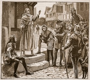 Williams egyik szegény papja prédikál az embereknek, illusztráció a Cassells Illustrated History of Englandből (szépia fotó) alkotó: English School