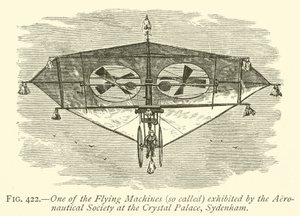 Az Aeronautical Society által kiállított egyik repülőgép (úgynevezett) a Crystal Palace-ban, Sydenhamban (metszet) alkotó: English School