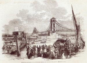 A Hungerford függőhíd megnyitása a The Illustrated London News-ból, 1845. május 3. alkotó: English School