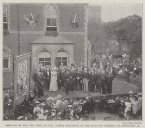 A Lytham Intézet új szárnyát Norfolk hercege nyitotta meg szeptember 17-én (metszet) alkotó: English School