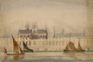 Eredeti akvarell rajz az 1842 körül épülő Parlamentről (wc papíron) alkotó: English School