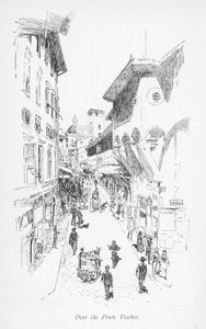 A Ponte Vecchio felett (litho) alkotó: English School