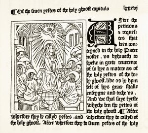 Oldal a William Caxton által 1484-ben kinyomtatott Királyi Könyvből, William Hickman Smith Aubrey (1858-1916) Anglia nemzeti és hazai történelméből, London, 1890 körül. alkotó: English School