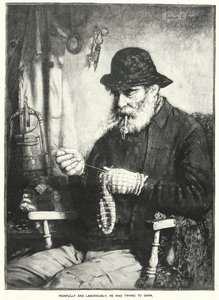 Fájdalmasan és fáradságosan, megpróbálta Darn (vésés) alkotó: English School