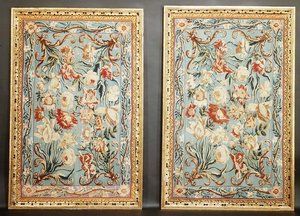 Virágos Soho gobelinpár, keretezett alkotó: English School