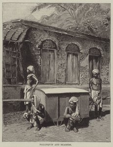 Palanquin és hordozók (metszet) alkotó: English School