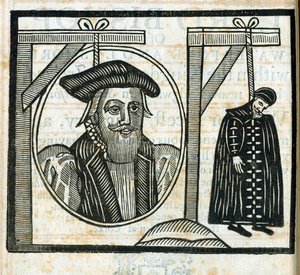 Pamflet, amely bejelenti John Atherton és szerelme, John Childe kivégzését bugris miatt alkotó: English School