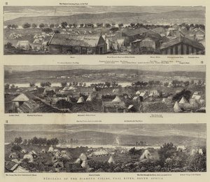 Panoráma a gyémántmezőkre, Vaal folyó, Dél-Afrika (metszet) alkotó: English School