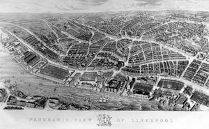 Liverpool panorámaképe, Ackerman akvarellje után, 1847 alkotó: English School