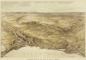 Panoráma az európai hadszíntérről (színes litográfia) alkotó: English School