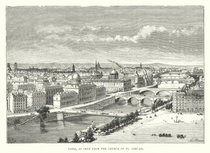 Párizs, a Szent Gervais-templom felől nézve (metszet) alkotó: English School