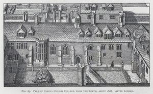 A Corpus Christi College része, északról, 1688 körül, Loggan nyomán (metszet) alkotó: English School