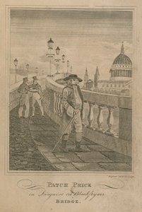 Patch Price álruhában a Blackfriars Bridge-en alkotó: English School