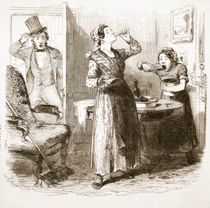 Festői vázlatok Londonról: The Lodging House, a The Illustrated London Newsból, 1849 alkotó: English School
