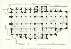 A Szent Giles-templom alaprajza az 1829-es átalakítások előtt (metszet) alkotó: English School
