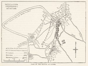 A dubbai csata (Hyderabad) terve 1843. március 24., illusztráció a Cassells Illustrated History of Englandből alkotó: English School
