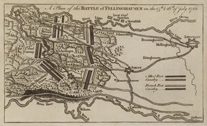Plan der Schlacht von Villinghausen, Deutschland, Siebenjähriger Krieg, 15.-16. Juli 1761 von English School