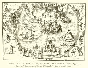 Tó Elvethamben, Hantsban, Erzsébet királyné látogatásánál, 1591 alkotó: English School