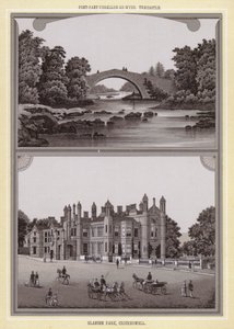 Pont-pant-thrush-on-Usk, Trecastle; Glanusk Park, Crickhowell (litho) alkotó: English School