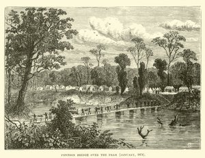 Pontonhíd a Prah felett, 1874. január alkotó: English School