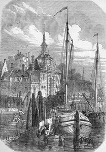 Rotterdam kikötője, Hollandia, a „The Illustrated London News”-ból, 1810 alkotó: English School