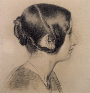 Egy fiatal hölgy portréprofilja, 1840 körül (színes kréták papíron)