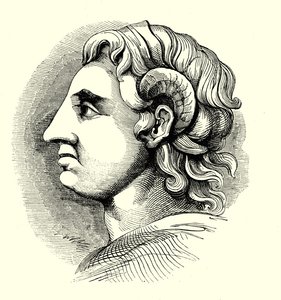 Nagy Sándor portréja, az oxfordi Bodleian Könyvtárban található érméből (metszet) alkotó: English School