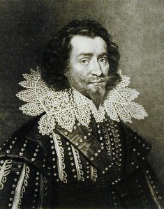 George Villiers, Buckingham 1. hercegének (1592-1628) portréja, amelyet Richard Earlom (1743-1822) és Charles Turner (kb. 1773-1857) vésett a Brit történelem Illustrious Characters in the British History (mezzotint) című könyvéből (bw p