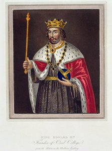 II. Edward király (1284-1327), az Oriel College alapítójának portréja a Bodleian Library-ben készült festmény után (színes metszet) alkotó: English School