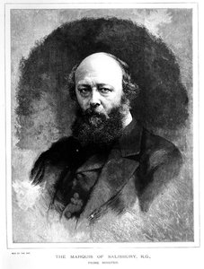 Robert Arthur Talbot Talbot Gascoyne Cecil (1830-1903) Salisbury márki és miniszterelnök portréja, a "Men of the Day" sorozatból, pub. 1886 (fekete-fehér metszet) alkotó: English School