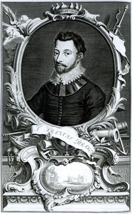 Sir Francis Drake (kb. 1540-96) portréja Jacobus Houbraken (1698-1780) metszetében (metszet) (bw fotó) alkotó: English School