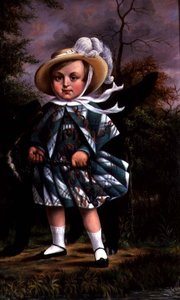 Gyermek portréja fekete kutyával, 1830 körül alkotó: English School