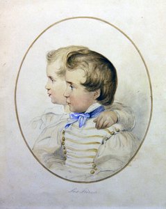 Két testvér portréja katonai jelmezben, 1840 körül (akvarell, papír) alkotó: English School